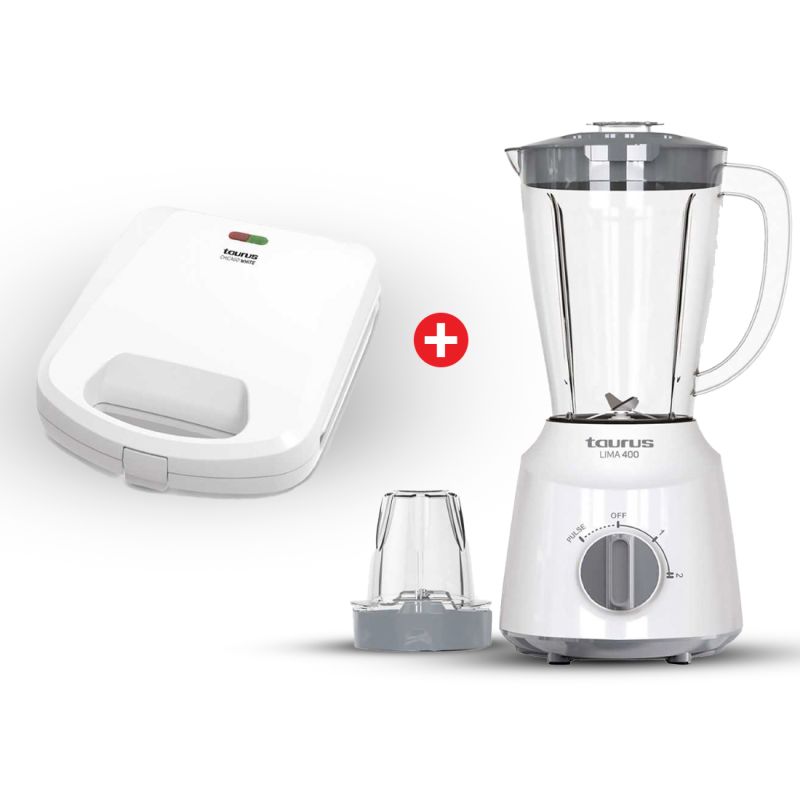 TAURUS BLENDER LIMA 400W+PANINI CHICAGO WHITE 4 TRANCHES